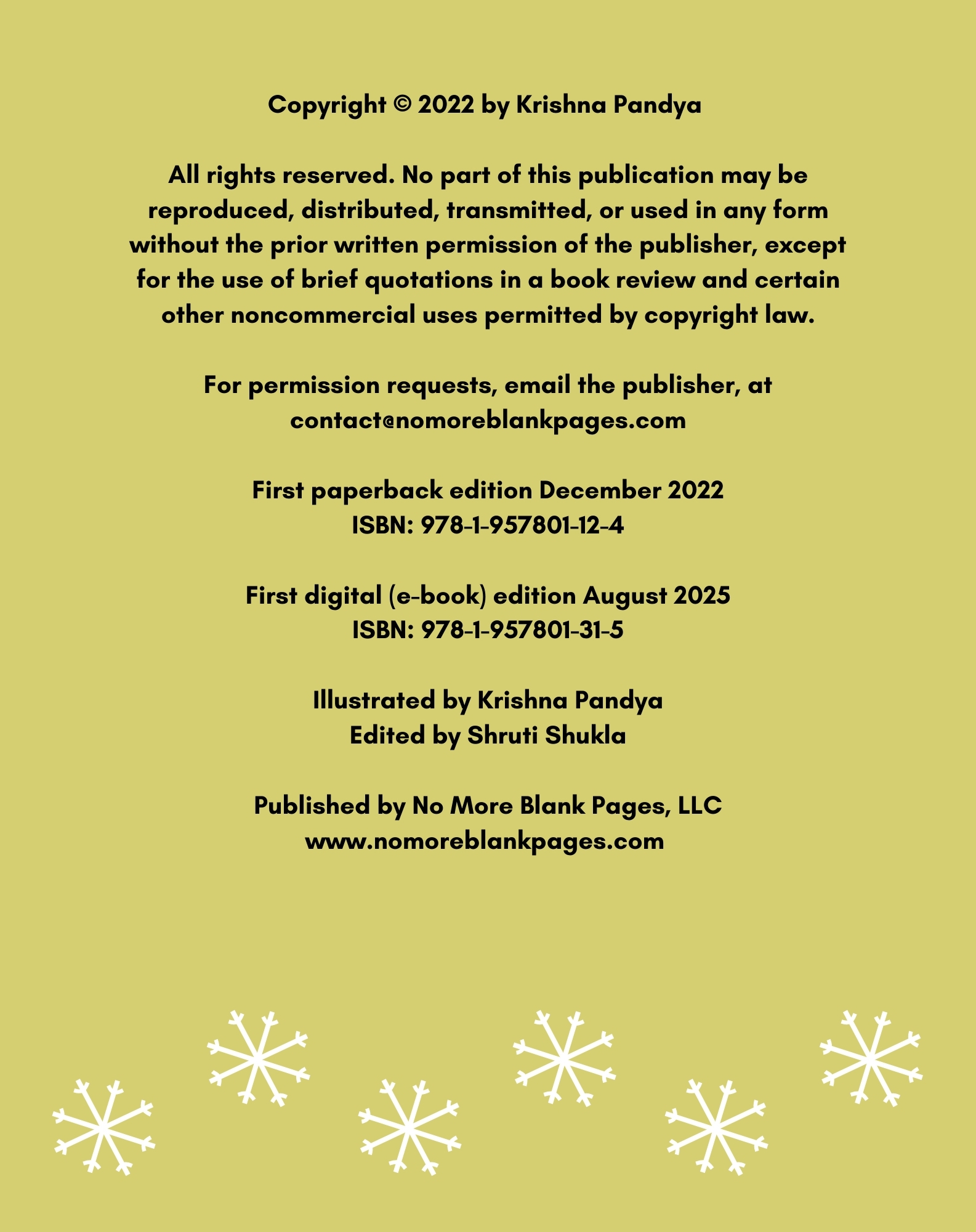 Lulu and Tuck Stories: What's Your New Year's Resolution? 3 Copyright and publication information page for Lulu and Tuck Stories: What's Your New Year's Resolution? by No More Blank Pages.