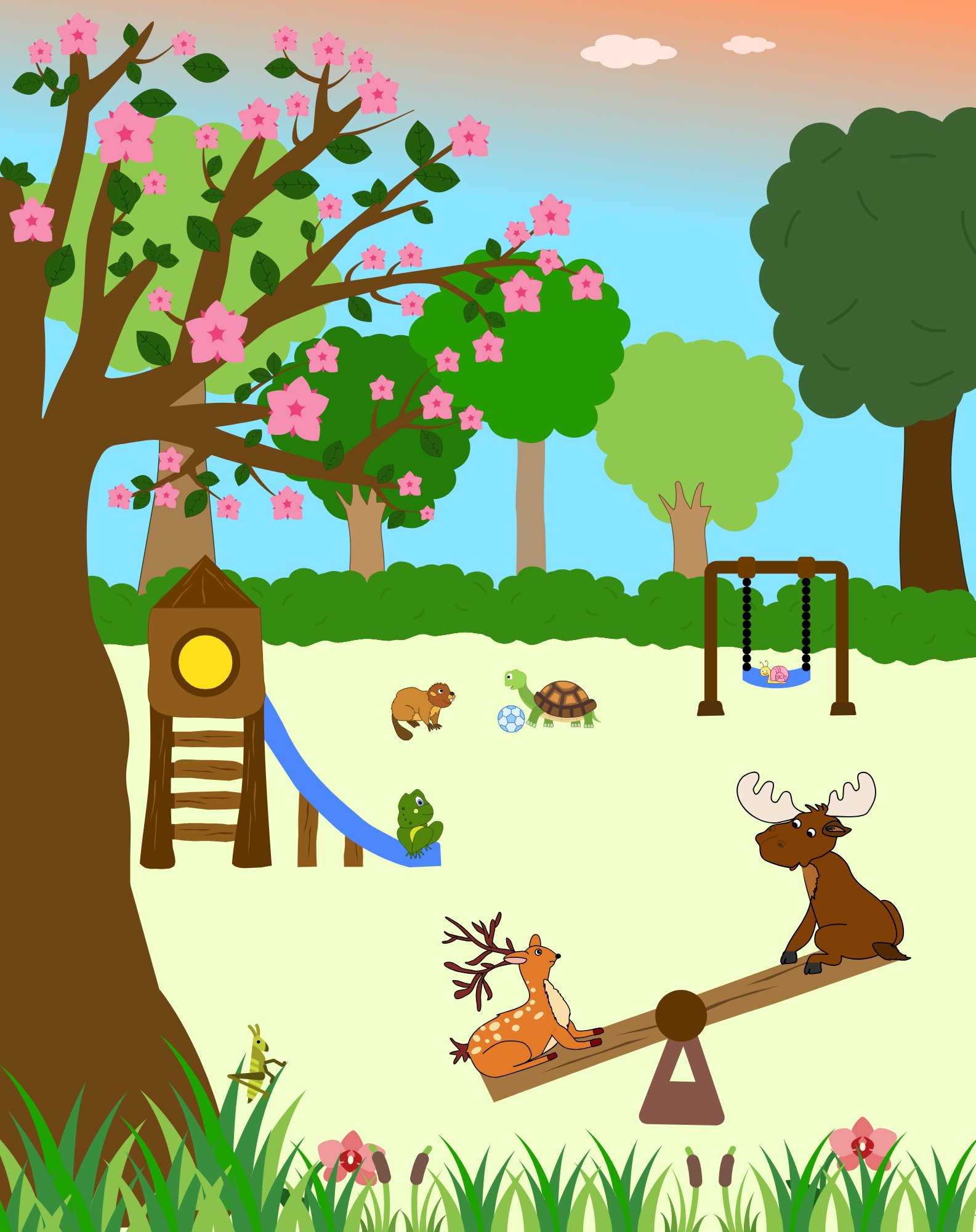 Lulu and Tuck Stories: Who is the Best Animal in Forestland? 5 Inside page illustration of story scene from Lulu and Tuck Stories: Who is the Best Animal in Forestland?