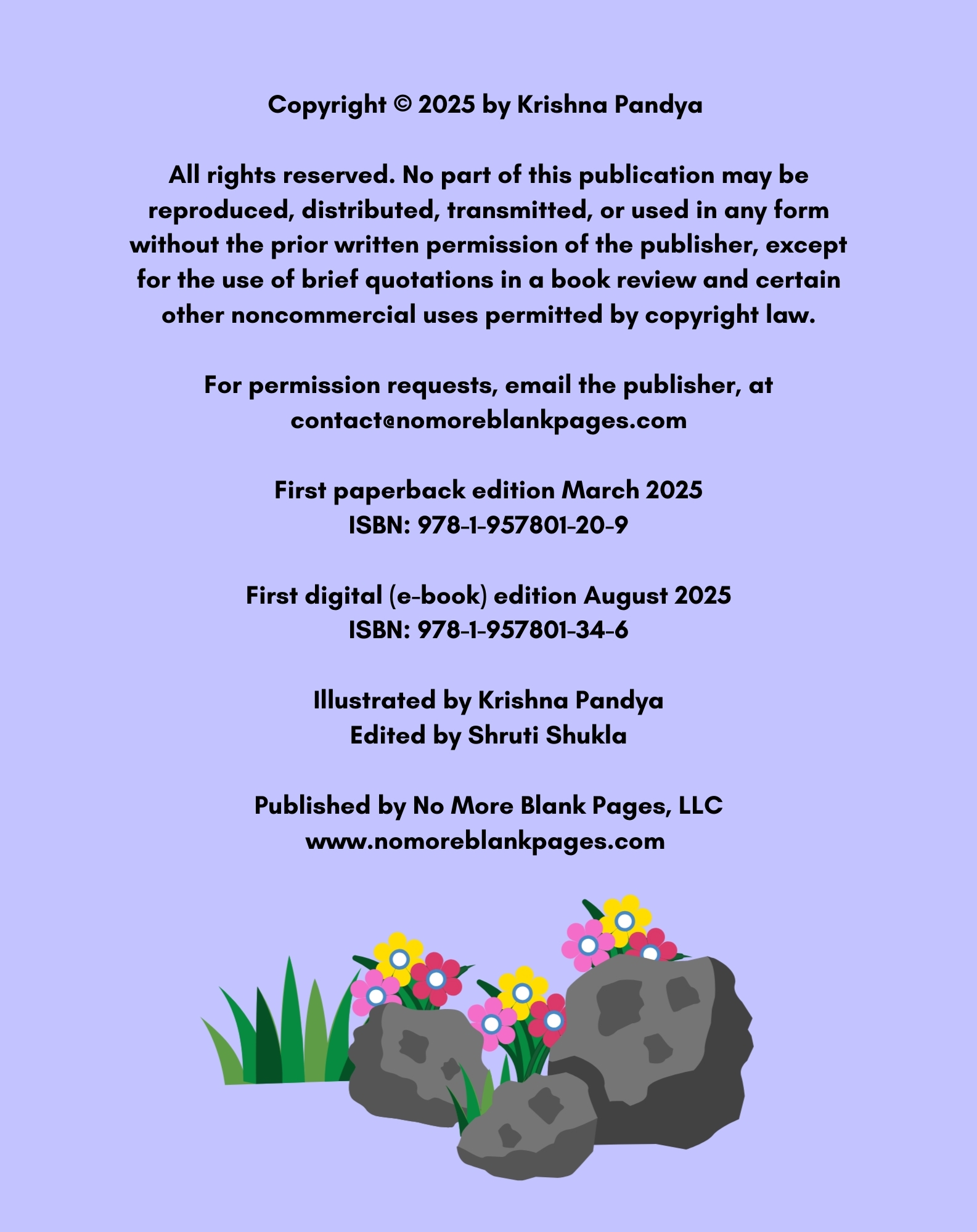 Lulu and Tuck Stories: Mother’s Day with Mother Nature 3 Copyright and publication information page for Lulu and Tuck Stories: Mother’s Day with Mother Nature by No More Blank Pages.